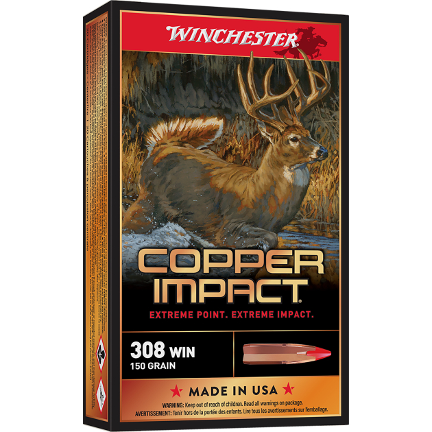 Winchester Ammo X308CLF Copper Impact  308Win 150gr Copper Extreme Point Lead Free 20 Per Box/10 Case