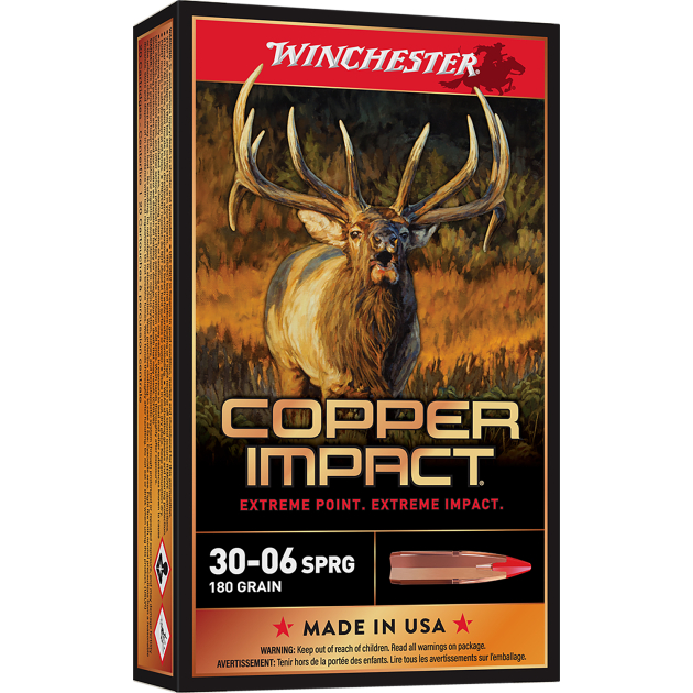 Winchester Ammo X3006CLF2 Copper Impact  30-06Springfield 180gr Copper Extreme Point Lead Free 20 Per Box/10 Case