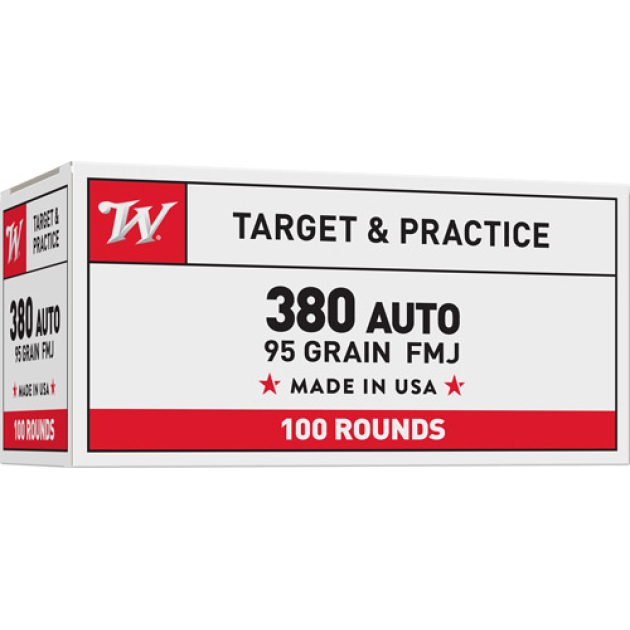 WINCHESTER USA 380 ACP 95GR - FMJ-RN 100RD VALUE PACK 5BX/CS