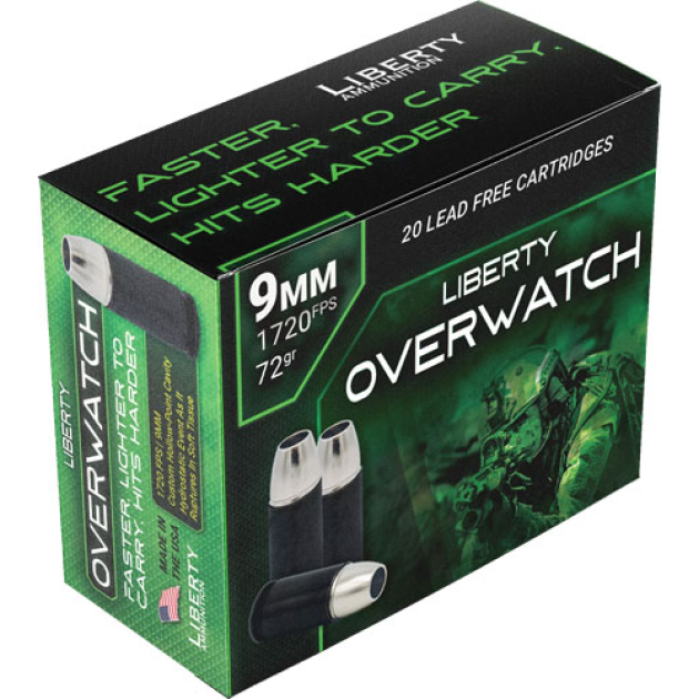 LIBERTY OVERWATCH 9MM LUGER - 72GR HP 20RD 50BX/CS