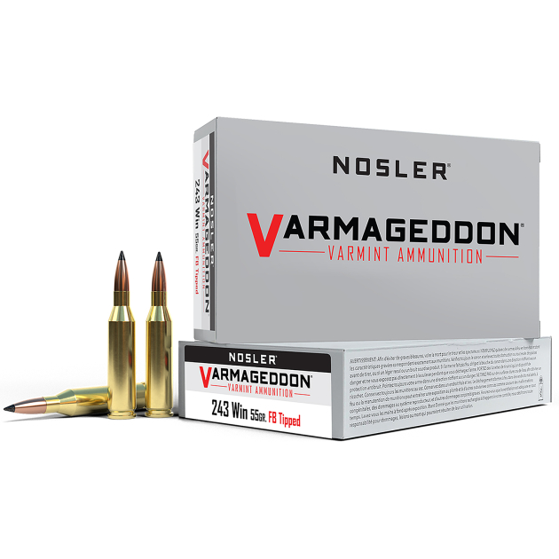 Nosler 65165 Varmageddon  243Win 55gr Flat Base Tipped 20 Per Box/10 Case