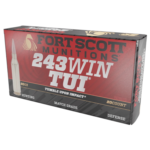 Fort Scott Munitions 243080SCV Tumble Upon Impact (TUI) Rifle 243Win 80gr Solid Copper Spun 20 Per Box/10 Case
