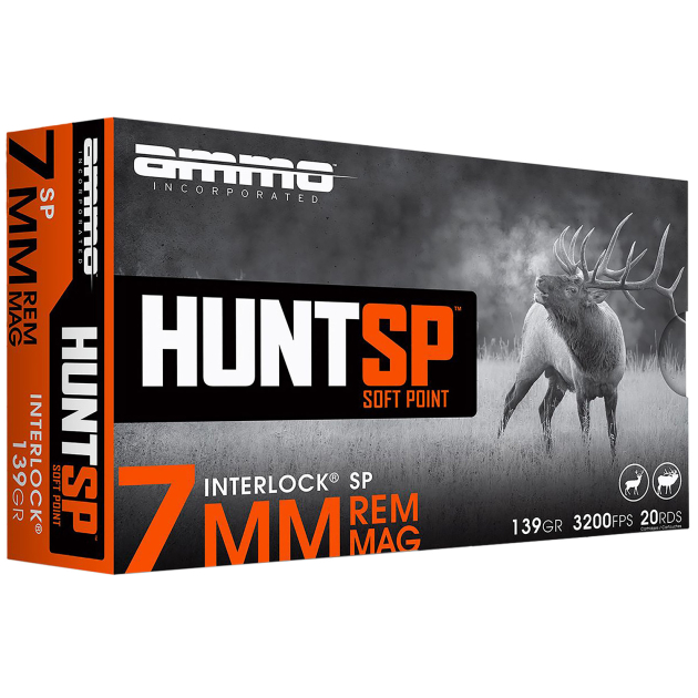 Ammo Inc 7MM139SPA20 Hunt  7mm 139gr Soft Point 20 Per Box/10 Case