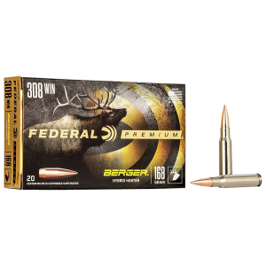 Federal P308BCH1 Premium  308Win 168gr Berger Hybrid Hunter 20 Per Box/10 Case