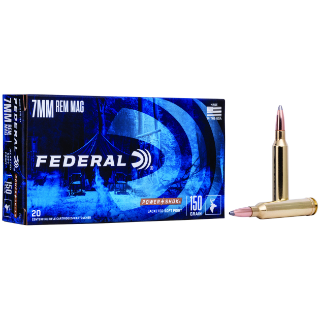Federal 7RA Power-Shok  7mmRemMag 150gr Jacketed Soft Point 20 Per Box/10 Case