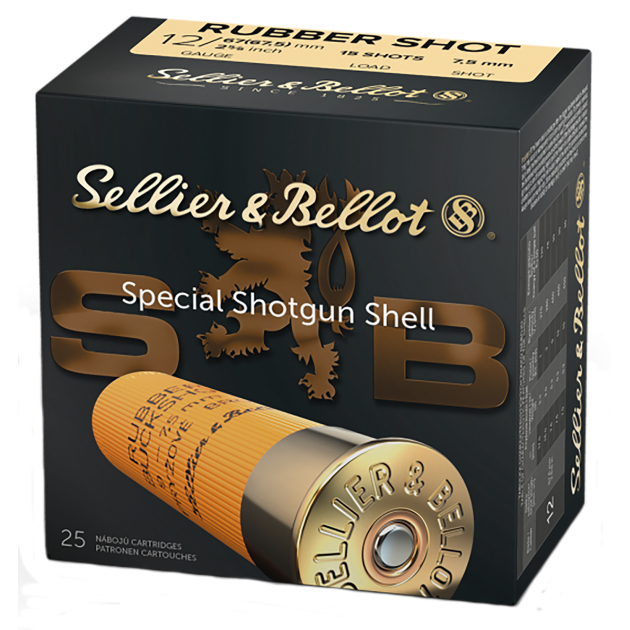 Sellier & Bellot SB12RSA Shotgun  12Gauge 2.75" 2 11/16oz 15 Rubber Pellets Shot 25 Per Box/10 Case
