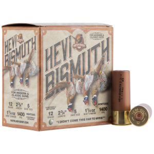 HEVI-Shot HS14715 HEVI-Bismuth Upland 12Gauge 2.75" 1 1/4oz Bismuth 5Shot 25 Per Box/10 Case