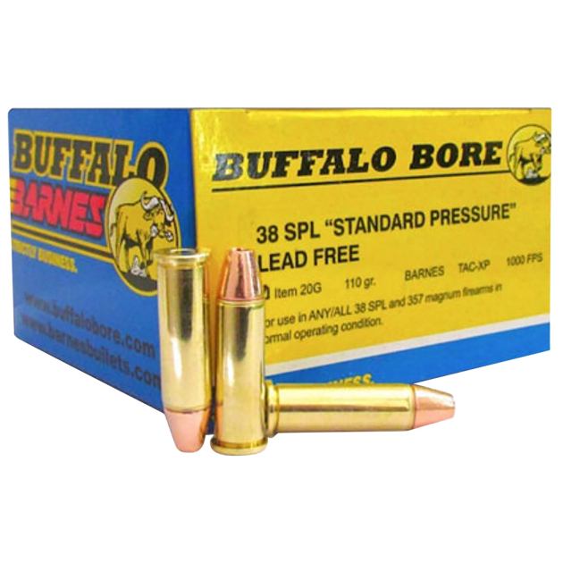 Buffalo Bore Ammunition 20G20 Standard Pressure Strictly Business 38Special 110gr Barnes TAC-XP Lead Free 20 Per Box/12 Case