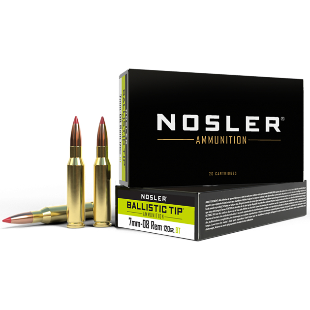 Nosler 40060 Ballistic Tip  7mm-08Rem 120gr Spitzer Ballistic Tip 20 Per Box/10 Case