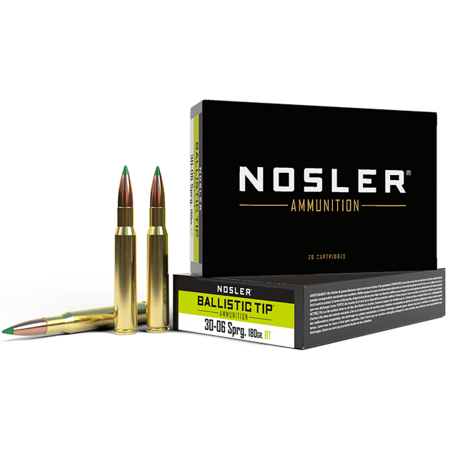 Nosler 40072 Ballistic Tip  30-06Springfield 180gr Spitzer Ballistic Tip 20 Per Box/10 Case