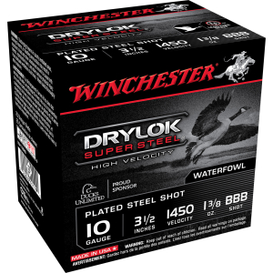 Winchester Ammo SSH10BBB Drylok Super Steel High Velocity 10Gauge 3.50" 1 3/8oz BBBShot 25 Per Box/10 Case