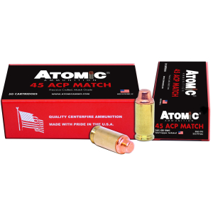Atomic Ammunition 448 Match Precision Craft 45ACP 185gr Semi Wadcutter 50 Per Box/10 Case