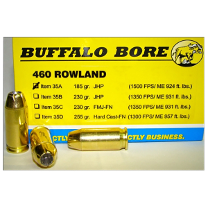 Buffalo Bore Ammunition 35A20 Personal Defense Strictly Business 460Rowland 185gr Jacket Hollow Point 20 Per Box/12 Case