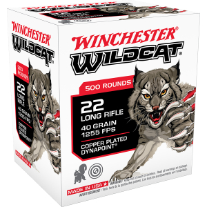 Winchester Ammo WW22LRB Wildcat  22LR 40gr Copper Plated DynaPoint 500 Per Box/10 Case *Bulk