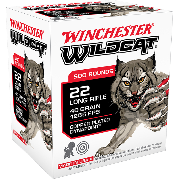 Winchester Ammo WW22LRB Wildcat  22LR 40gr Copper Plated DynaPoint 500 Per Box/10 Case *Bulk