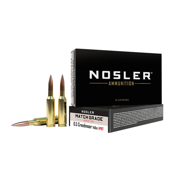 Nosler 43455 Match Grade  6.5Creedmoor 140gr Custom Competition Hollow Point Boat Tail 20 Per Box/10 Case