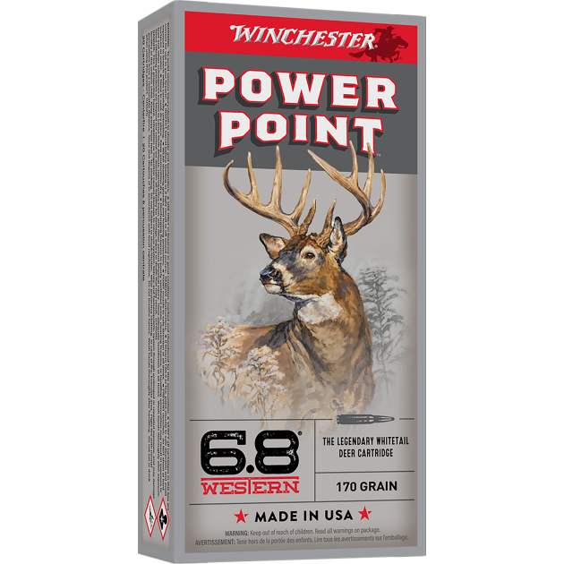 Winchester Ammo X68W1 Power-Point  6.8Western 170gr 20 Per Box/10 Case
