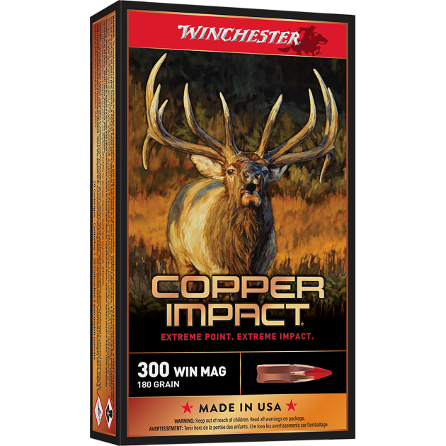 Winchester Ammo X300CLF2 Copper Impact  300WinMag 180gr Copper Extreme Point Lead Free 20 Per Box/10 Case