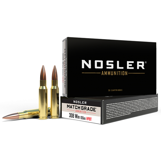 Nosler 60052 Match Grade  308Win 155gr Custom Competition Hollow Point Boat Tail 20 Per Box/10 Case
