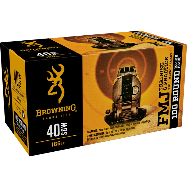 Browning Ammo B191800404 FMJ Value Pack 40S&W 165gr Full Metal Jacket 100 Per Box/5 Case