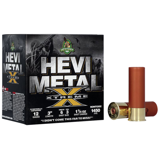HEVI-Shot HS38126 HEVI-Metal Extreme 12Gauge 3" 1 1/4oz Steel/Tungsten 6/3Shot 25 Per Box/10 Case