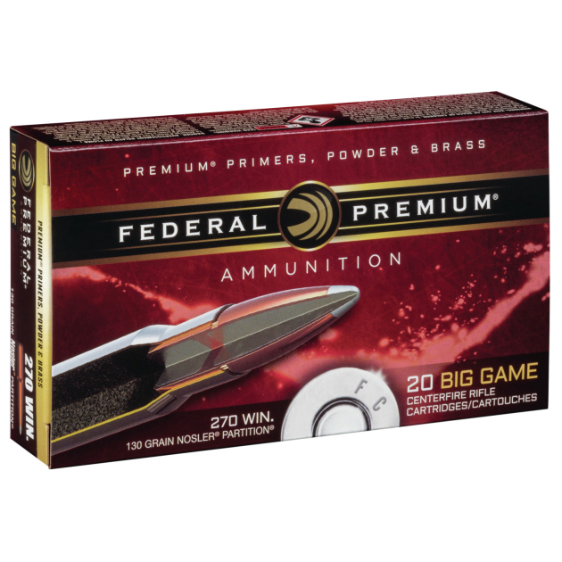 Federal P270P Premium  270Win 130gr Nosler Partition 20 Per Box/10 Case