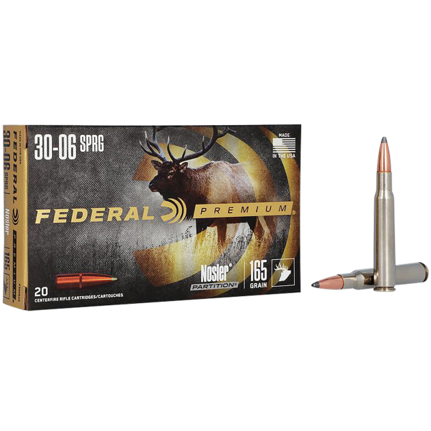 Federal P3006AD Premium  30-06Springfield 165gr Nosler Partition 20 Per Box/10 Case