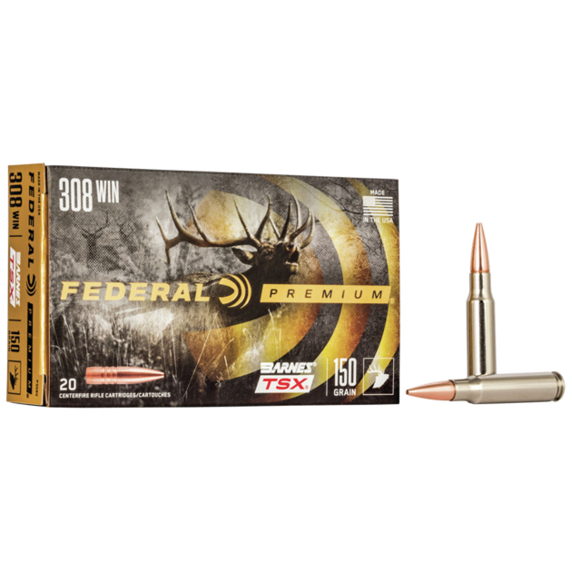 Federal P308V Premium  308Win 150gr Barnes TSX 20 Per Box/10 Case