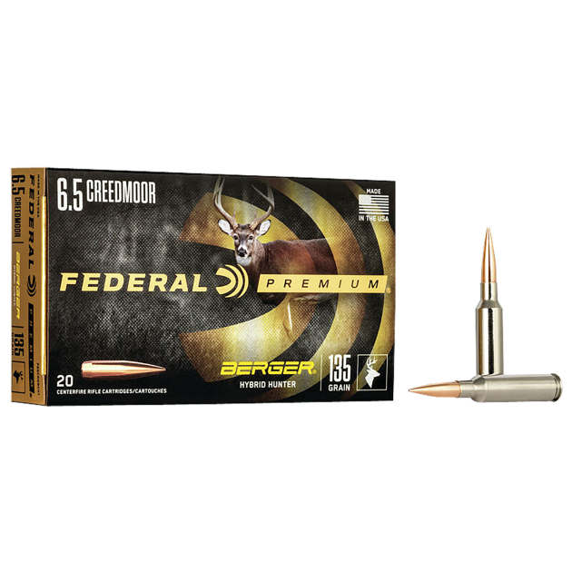 Federal P65CRDBCH1 Premium  6.5Creedmoor 135gr Berger Hybrid Hunter 20 Per Box/10 Case