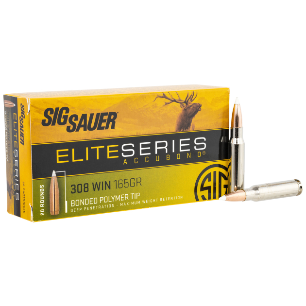 Sig Sauer E308AB16520 Elite Hunting  308Win 165gr Nosler AccuBond 20 Per Box/10 Case