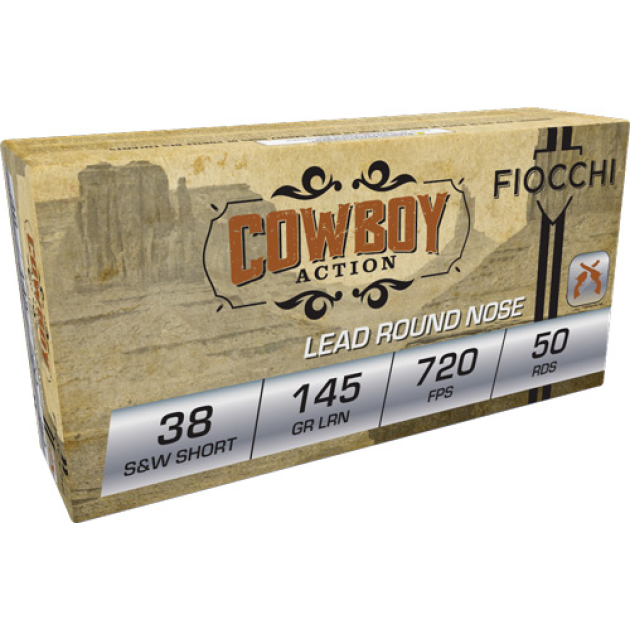 FIOCCHI 38 S&W SHORT 145GR - LEAD-RN 50RD 20BX/CS