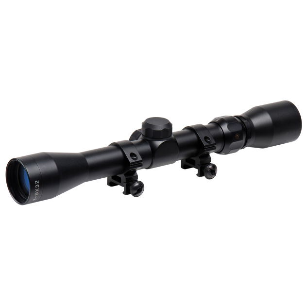 TruGlo TG-853932B Trushot  Black Anodized 3-9x32mm 1" Tube Duplex Reticle w/Rings 3/8" Dovetail