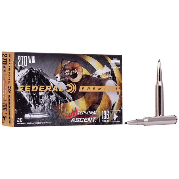 Federal P270TA1 Premium Terminal Ascent 270Win 136gr 20 Per Box/10 Case