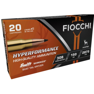 Fiocchi 308SCA Hyperformance  308Win 150gr Swift Scirocco II Bonded 20 Per Box/10 Case