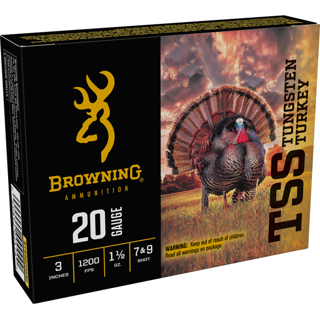 Browning Ammo B193922030 TSS Tungsten Turkey 20Gauge 3" 1 1/2oz Tungsten 7/9Shot 5 Per Box/10 Case