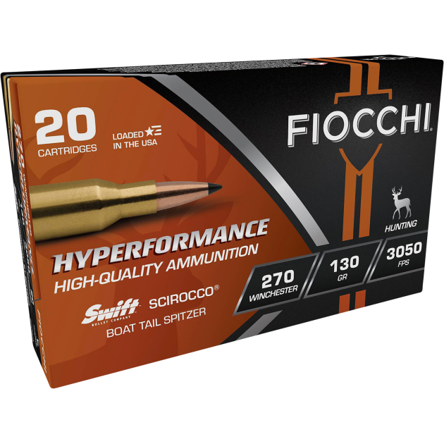 Fiocchi 270SCA Hyperformance  270Win 130gr Swift Scirocco II Bonded 20 Per Box/10 Case