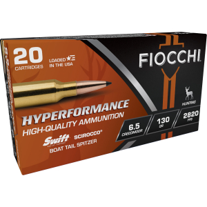 Fiocchi 65CMSCA Hyperformance  6.5Creedmoor 130gr Swift Scirocco II Boat Tail Spitzer 20 Per Box/10 Case