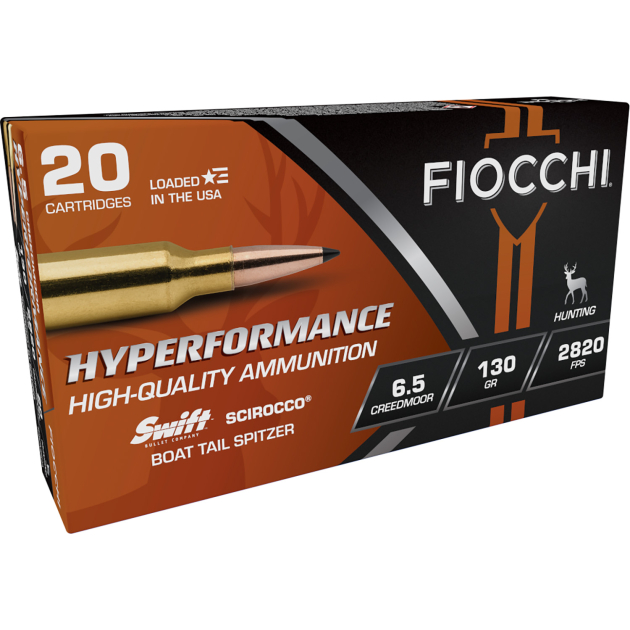 Fiocchi 65CMSCA Hyperformance  6.5Creedmoor 130gr Swift Scirocco II Boat Tail Spitzer 20 Per Box/10 Case
