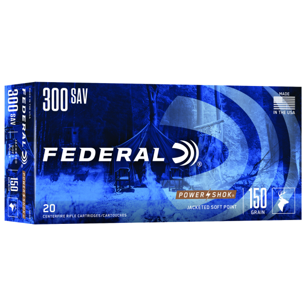 Federal 300A Power-Shok  300Savage 150gr Jacketed Soft Point 20 Per Box/10 Case