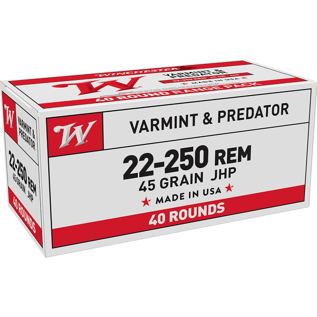 Winchester Ammo USA222502 USA  22-250Rem 45gr Jacketed Hollow Point 40 Per Box/10 Case