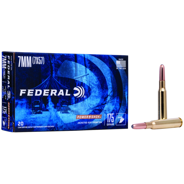 Federal 7A Power-Shok  7mmMauser 175gr Jacketed Soft Point 20 Per Box/10 Case