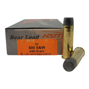 HSM 500SW6N Bear Load  500 S&W Mag 440 gr Wide Flat Nose 20 Per Box/ 25 Case