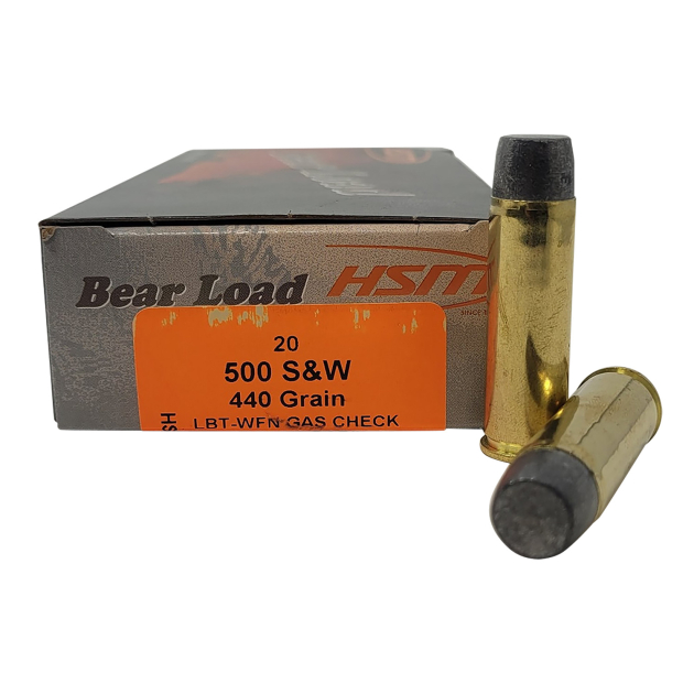 HSM 500SW6N Bear Load  500 S&W Mag 440 gr Wide Flat Nose 20 Per Box/ 25 Case