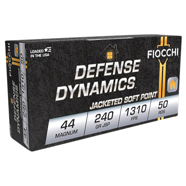 Fiocchi 44A500 Defense Dynamics  44RemMag 240gr Jacketed Soft Point 50 Per Box/10 Case