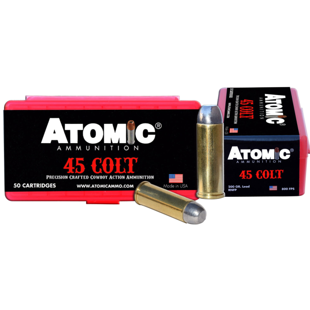 Atomic Ammunition 00434 Cowboy Action Precision Craft 45Colt 200gr Lead Round Nose Flat Point 50 Per Box/10 Case