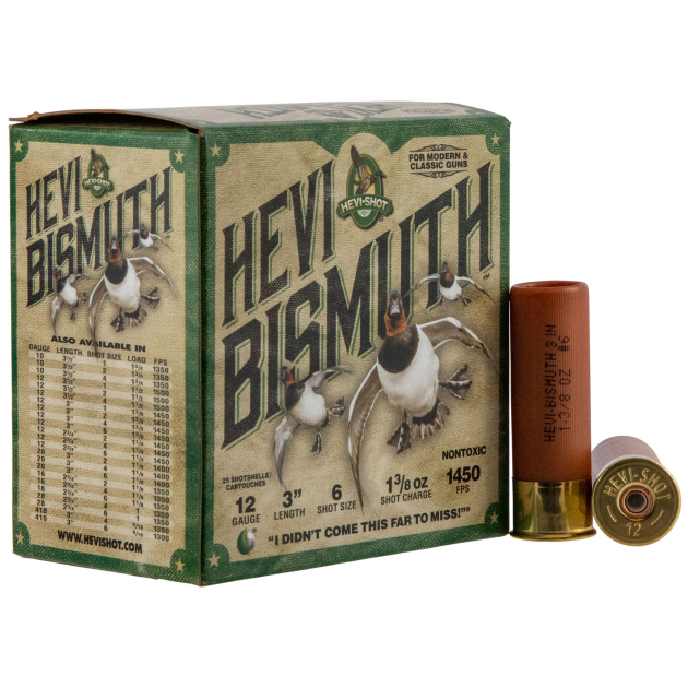 HEVI-Shot HS14006 HEVI-Bismuth  12Gauge 3" 1 3/8oz Bismuth 6Shot 25 Per Box/10 Case