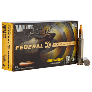 Federal PR7BCH1 Premium  7mmRemMag 168gr Berger Hybrid Hunter 20 Per Box/10 Case
