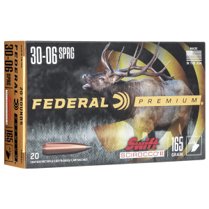 Federal P3006SS1 Premium  30-06Springfield 165gr Swift Scirocco II 20 Per Box/10 Case
