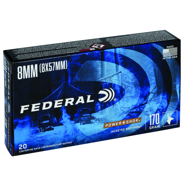 Federal 8A Power-Shok  8mmMauser 170gr Jacketed Soft Point 20 Per Box/10 Case