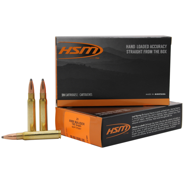 HSM 8MAUSER5N   8mmMauser 195gr Soft Point 20 Per Box/20 Case